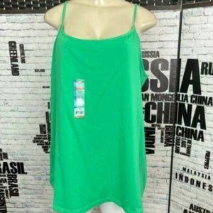 Green Cotton Spaghetti Straps Camisole Top